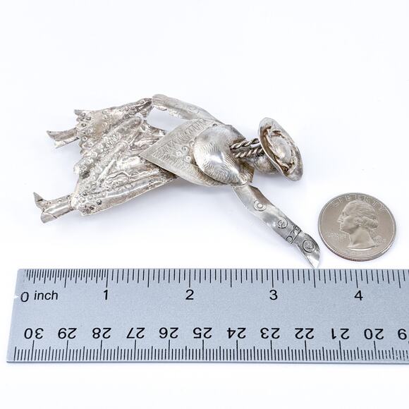 Vintage Peru Sterling Silver 925 Folk Dancer Brooch Pin - Picture 8 of 8